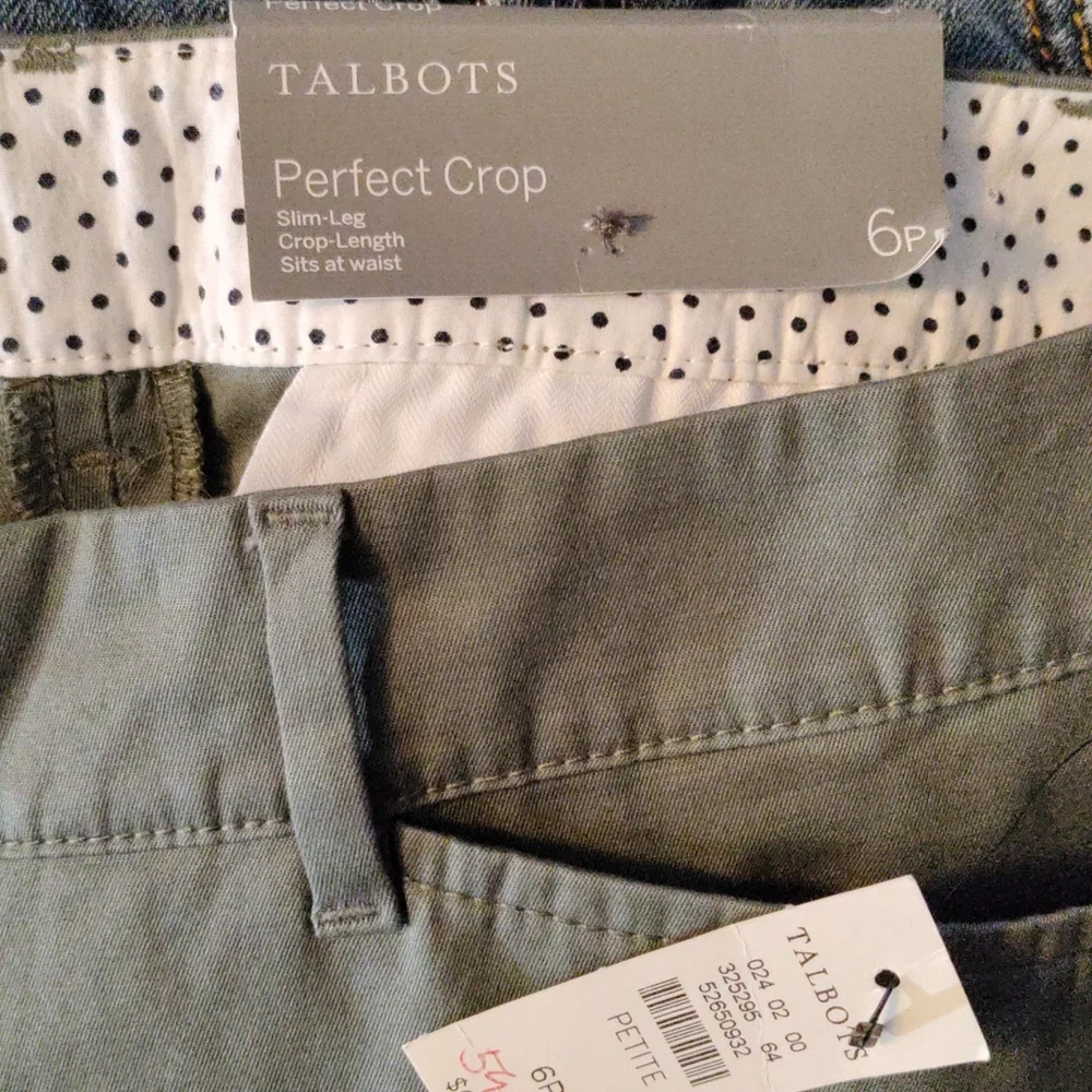 ✨ 🆕 Talbots women's size 6P green crop pants - Picture 3 of 4